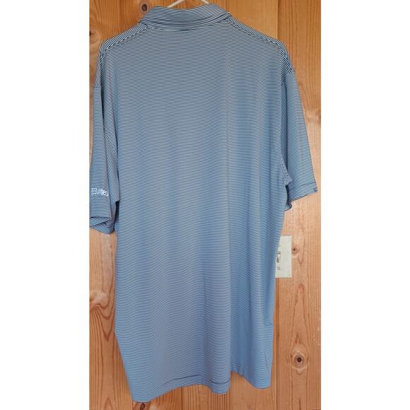 Pohl Cat Dunning Golf Polo Mens XXL Blue and White Stripe Comfort Stretch Fabric - Picture 4 of 9
